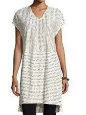 Eileen Fisher Linen Blend Striped Knit Tunic Dress Medium Minimalist Capsule